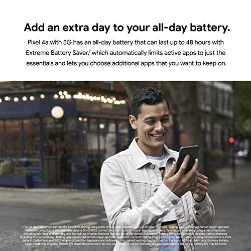 Google Pixel 4a with 5G (2020) G025I 128GB + 6GB RAM Factory Unlocked 5G Smartphone (Just Black)