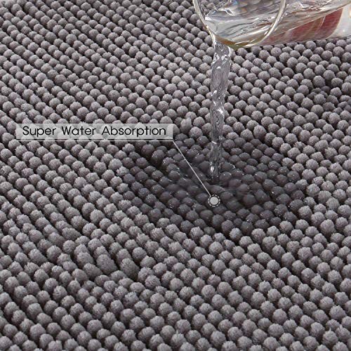 Tappeto Antiscivolo da Bagno Scendi Doccia in Microfibra Ciniglia 50x80 cm Grigio - Eccomi OnLine