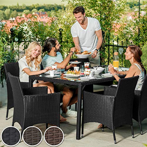 Set di mobili poli rattan set 6+1 arredamento giardino | involucro protettivo | viti in acciaio inox - disponibile in diversi colori - (Antico | no. 402060)