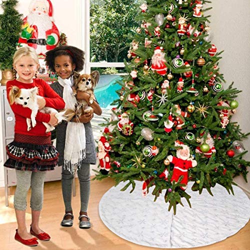 Bianco Gonne per Alberi di Natale Gonna Albero con Ricamo Fiocchi di Neve Natale Decorazioni Albero di Natale Vacanze Gonne Copertura della Base Albero Natale Festa Decorazioni (Argento, 78CM) - Eccomi OnLine