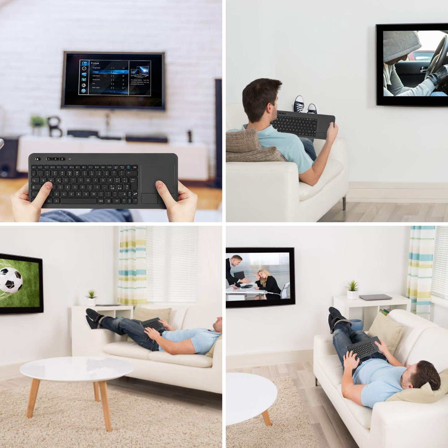 TedGem Tastiera Wireless PC, 2.4G Tastiera Wireless Smart TV Tastiera Wireless per Smart TV USB Ergonomica Tastiera Senza Fili Wireless Tastiera con Touchpad per Laptop/Mac/PC/Android TV - Eccomi OnLine