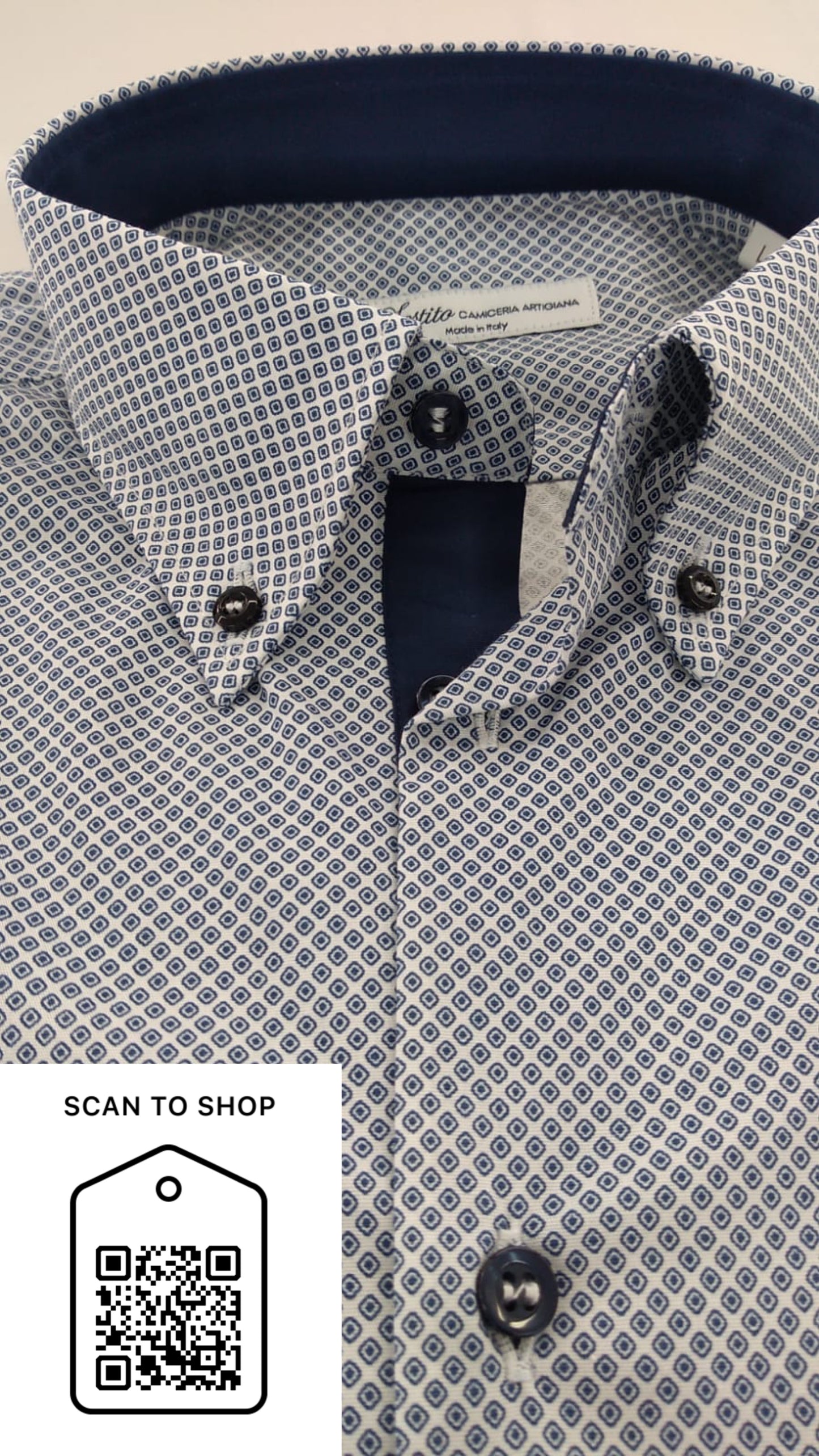 CAMICIA FANTASIA PALLINI IN COTONE ELASTICIZZATO