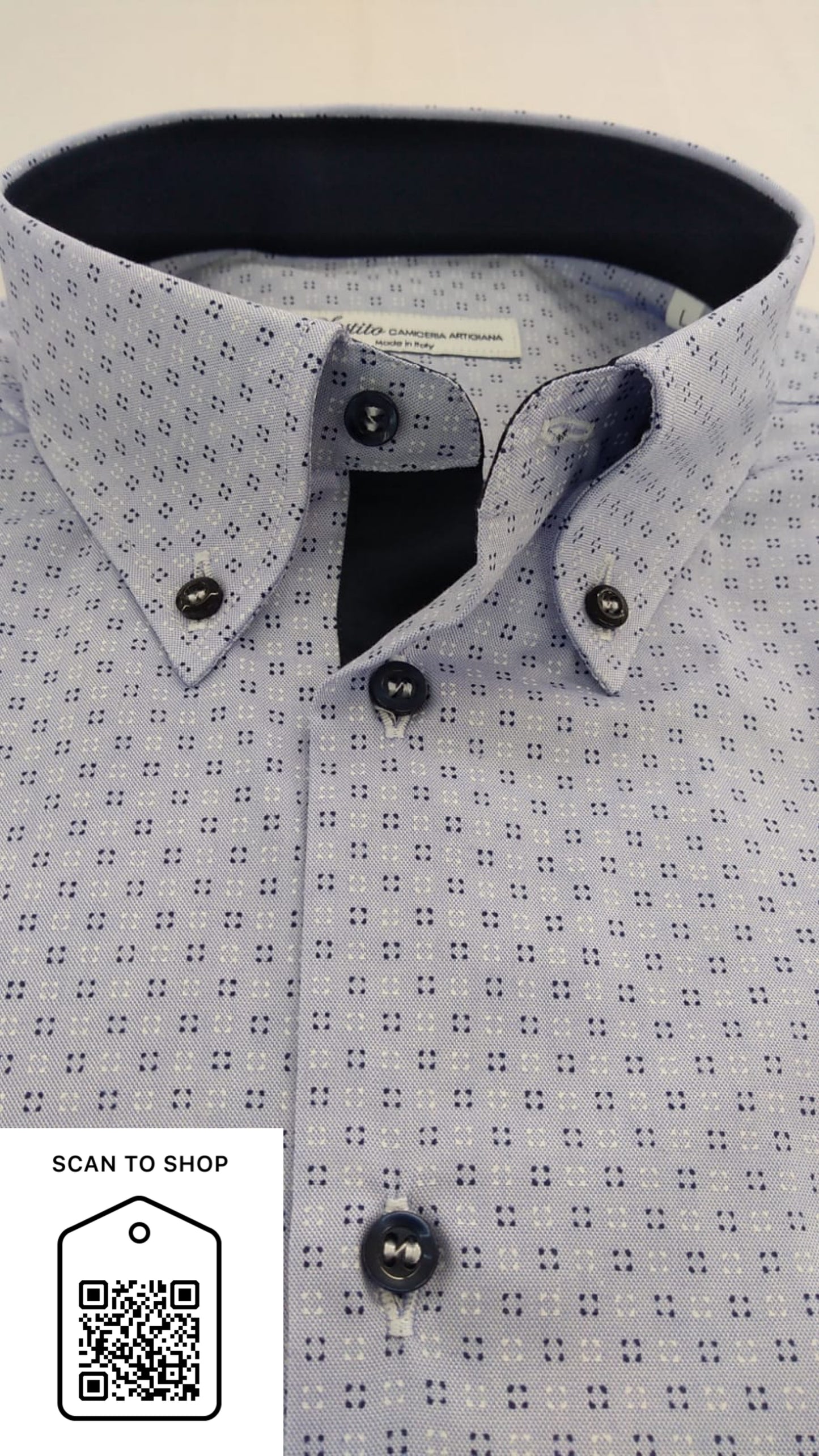 CAMICIA FANTASIA QUADRATINI IN COTONE ELASTICIZZATO