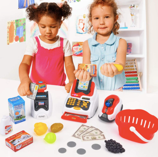Registratore di Cassa Giocattolo Bambini Luci e Suoni con Scanner e Accessori - Eccomi OnLine