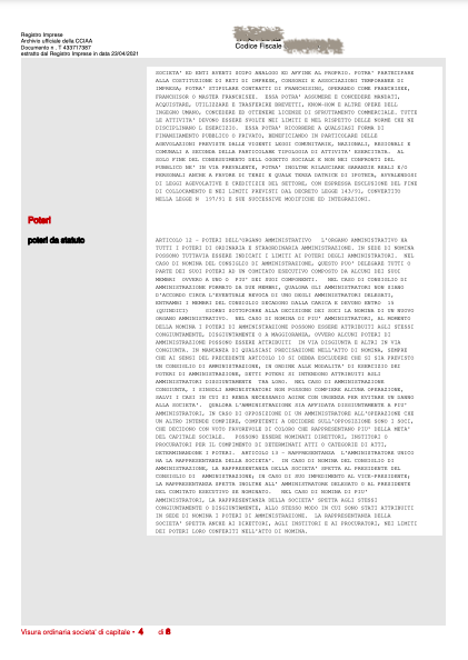 VISURA CAMERALE SOCIETA' DI CAPITALI