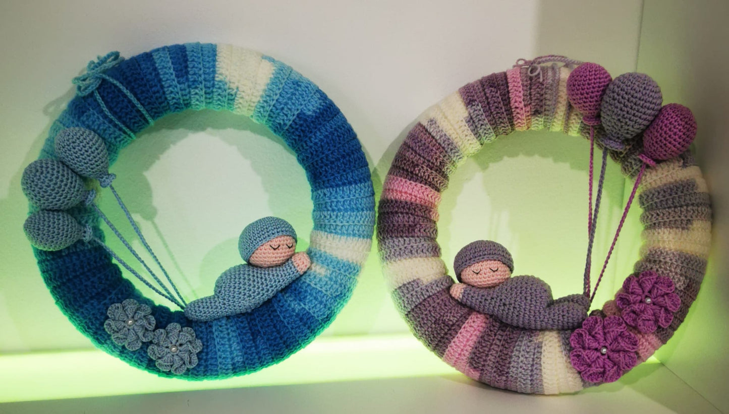 GHIRLANDA NASCITA ALL'UNCINETTO MISTO COTONE/ACRILICO