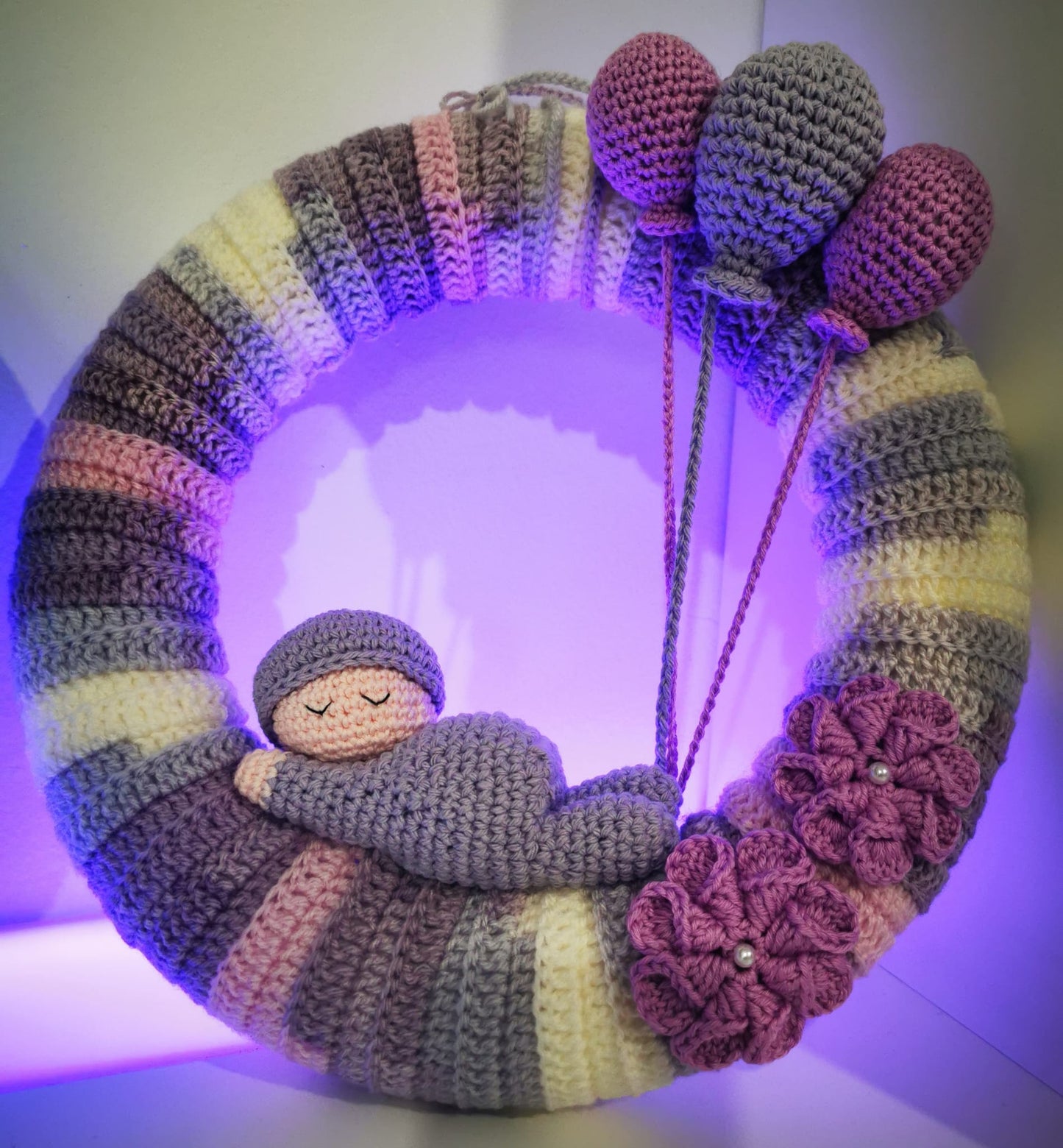 GHIRLANDA NASCITA ALL'UNCINETTO MISTO COTONE/ACRILICO