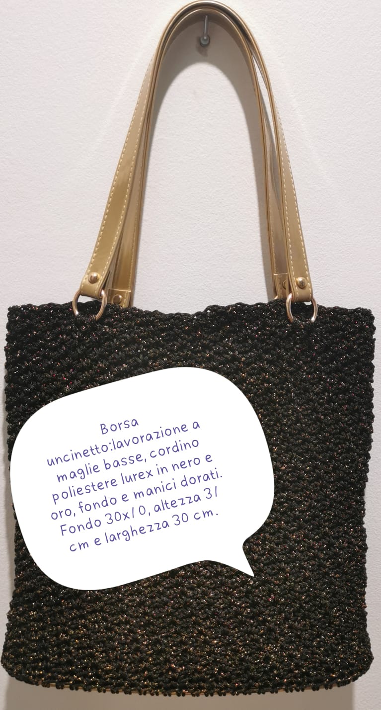 BORSA ALL'UNCINETTO, ORO E NERO