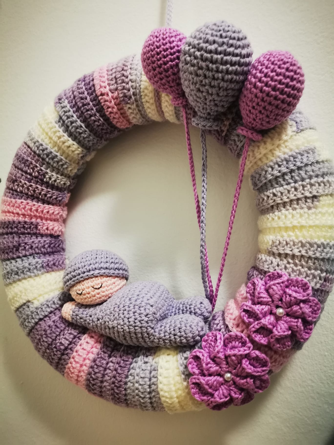 GHIRLANDA NASCITA ALL'UNCINETTO MISTO COTONE/ACRILICO