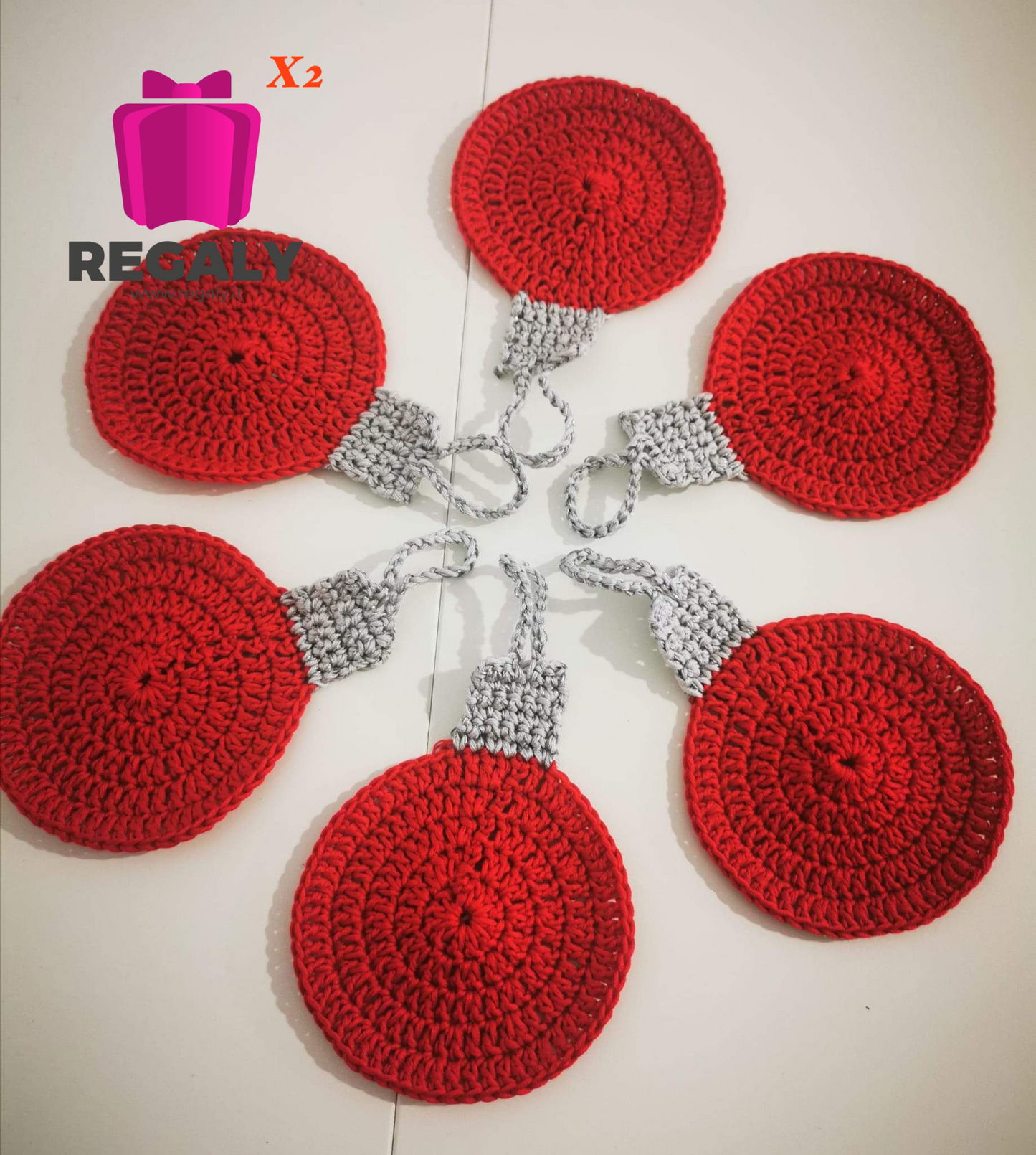 6 SOTTOBICCHIERI ROSSI ALL'UNCINETTO - Eccomi OnLine