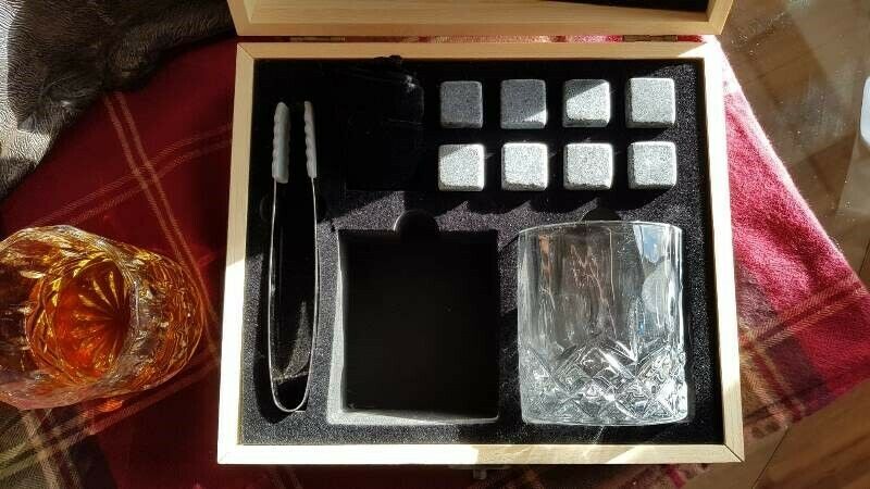 BICCHIERI Di Cristallo Whisky scozzese, whisky stones, Pinze & Gift Box Set- mostra il titolo originale - Eccomi OnLine