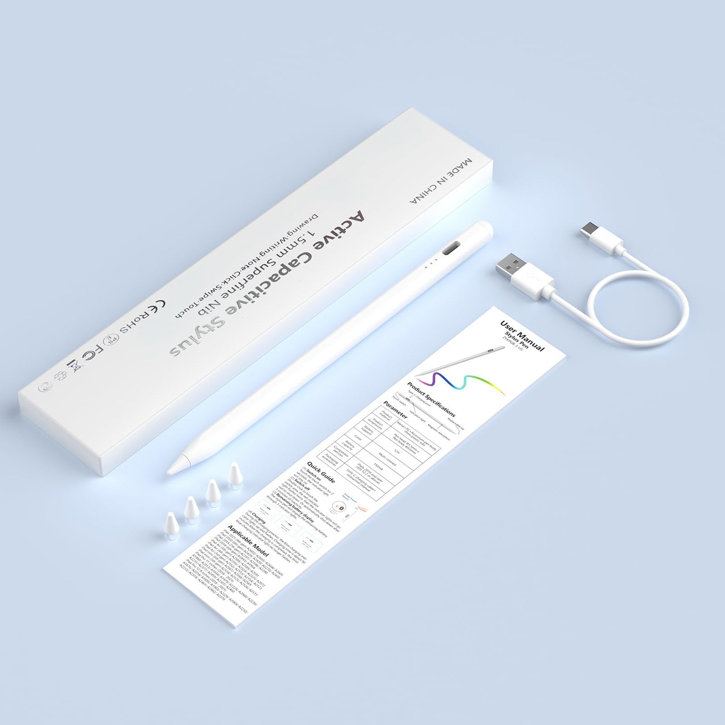 Penna per Tablet Android con Pennino (Bianco)