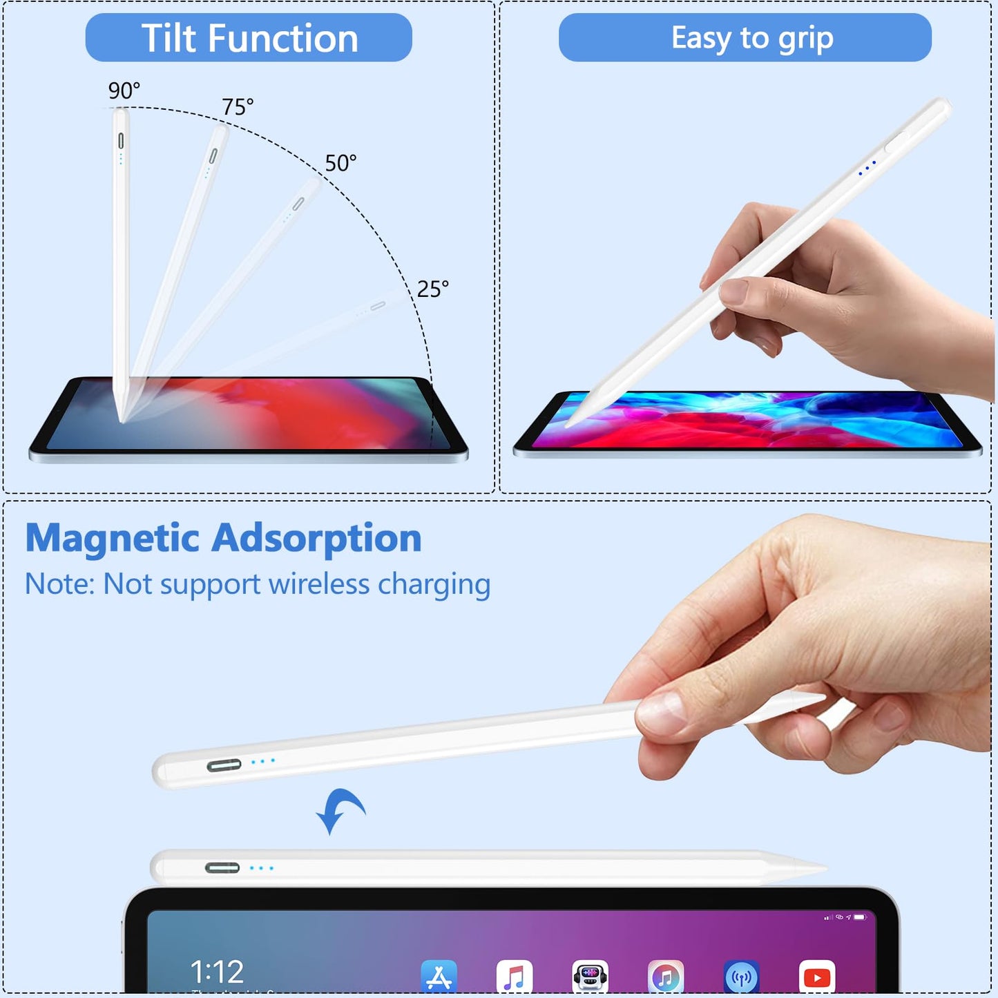 Penna per Tablet Android con Pennino (Bianco)
