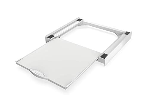 Meliconi Base Torre Pro, Kit di Sovrapposizione Universale per Lavatrice e Asciugatrice con Ripiano Estraibile e Cinghia di Sicurezza Inclusa. Made in Italy, Bianco, M - Eccomi OnLine