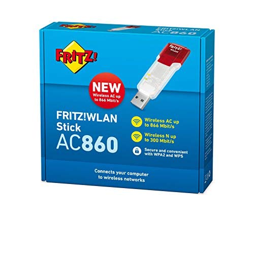 FRITZ! AC 860 Internazionale WLAN USB Stick Adattatore Universale USB Wireless N/AC 1200 Mbits, 2,4 o 5 GHz, Compatibile con Tutti i Router