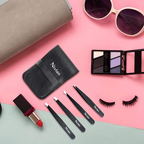 TIESOME Set Di Pinzette, 3 Pinzette Professionali In Acciaio Inox, Per Sopracciglia, Donne, Uomini, Rimozione Delle Sopracciglia Di Precisione, Per Capelli Incarniti, Peli Del Viso, Barba E Punti Neri - Foto 4