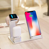 YOMENG Supporto di Ricarica per Apple Watch, Wireless Qi Fast Charging Stazione 3 in 1 (Argento) - Eccomi OnLine