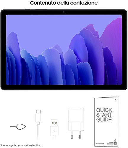 Samsung Galaxy Tab A7 Tablet, Display 10.4" TFT, 64GB Espandibili Fino a 1TB, RAM 3GB, Batteria 7.040 mAh, LTE, Android 10, Fotocamera Posteriore 8 MP, Dark Gray [Versione Italiana]