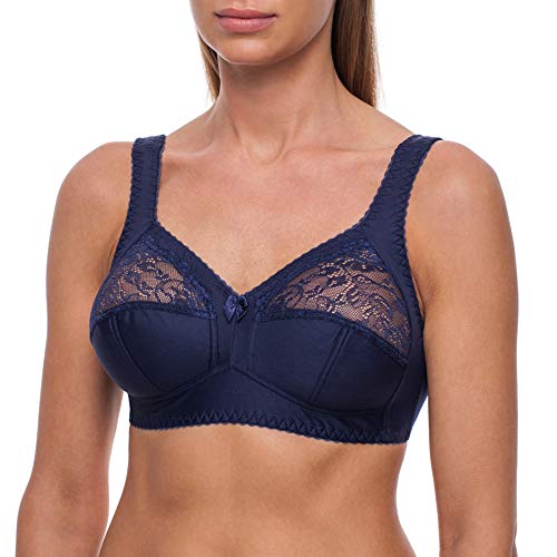 frugue Reggiseno Senza Ferretto Taglie Forti Pizzo Contenitivo Donna Blu 5E - Eccomi OnLine