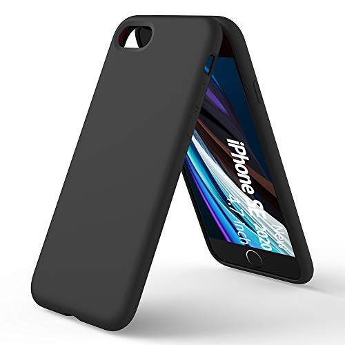 ORNARTO Custodia in Silicone Liquido per iPhone SE(2020), iPhone 7/8 Protezione Completa Cover Sottile in Silicone Liquido in Gomma Gel Morbida per iPhone 7/8/ SE(2020) 4,7 Pollici-Nero - Eccomi OnLine
