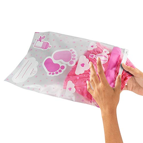 Bustine Corredino Neonato Ospedale CAìGO - Rosa, Con Zip, Impermeabili, Per Organizzare Accessori Bimba - Foto 4