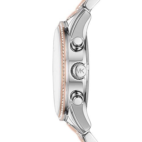Orologio da Donna, Misura Cassa 37 mm, Movimento Cronografo al Quarzo, Cinturino in Acciaio Inossidabile, Oro Rosa/Argento