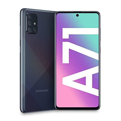 Samsung Galaxy A71 Smartphone, Display 6.7" Super AMOLED, 4 Fotocamere Posteriori, 128 GB Espandibili, RAM 6 GB, Batteria 4500 mAh, 4G, Dual Sim, Android 10, Nero