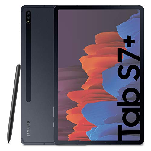 Samsung Galaxy Tab S7+ Tablet S Pen, Snapdragon 865 Plus, Display 12.4" WQXGA SuperAMOLED, 128GB Espandibili a 1TB, RAM 6GB, Batteria 10.090 mAh, WiFi, Android 10, Mystic Black [Versione Italiana] SDP