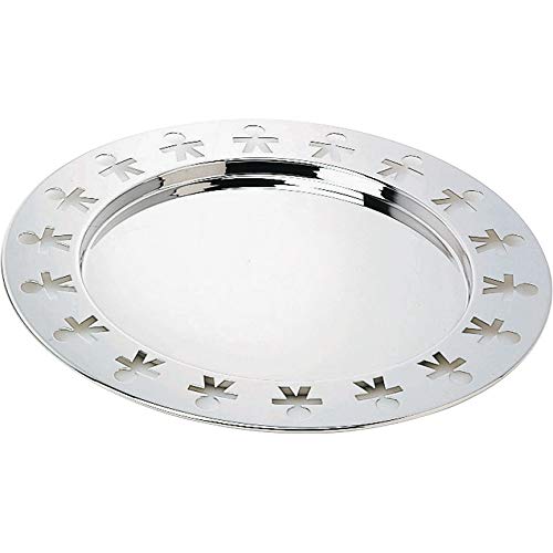Alessi Girotondo AKKGT Vassoio Rotondo di Design in Acciaio Inox con Motivo Omini dei King-Kong