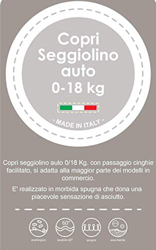 Morbido Copri Seggiolino Auto Universale 0/18 In Doppia Spugna Di Cotone  100% (Azzurro)