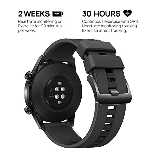 HUAWEI Smartwatch Watch GT 2 (46 mm), durata della batteria di 2 settimane, GPS integrato, 15 modalità sport, monitoraggio della frequenza cardiaca in tempo reale, chiamate Bluetooth, nero