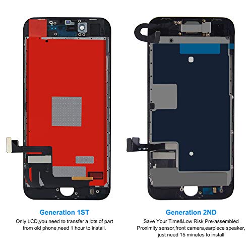 MeetDream per iPhone 8 LCD Display Schermo Nero Touch Screen 4.7" Pre-assemblato con sensore prossimità, Fotocamera Frontale, Auricolare e Piastra Metallica Posteriore Kit Attrezzi di - Eccomi OnLine