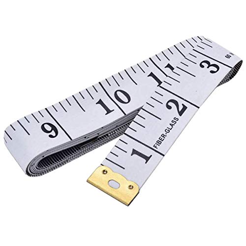 Metro flessibile a doppio lato per misurazioni di sartoria e cucito e per misurare con sistema metrico e in pollici, 150 cm di lunghezza, colore: bianco con numeri neri - Eccomi OnLine
