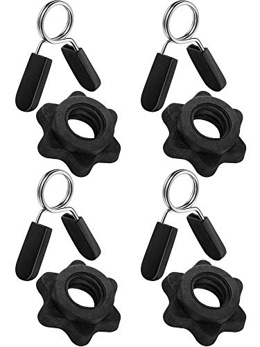 4 Clip Collare a Molla e 4 Pezzi Collari Spinlock Bilanciere Morsetti a Vite Manubri per Bilancieri Manubri