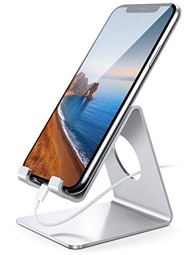 Supporto Dock per iPhone 12 Mini, 12 PRO Max, 11 PRO XS Max XR X 8 7 6 6S Plus SE 5S, Huawei, Samsung S10 S9 S8, Scrivania, Smartphone - Argento