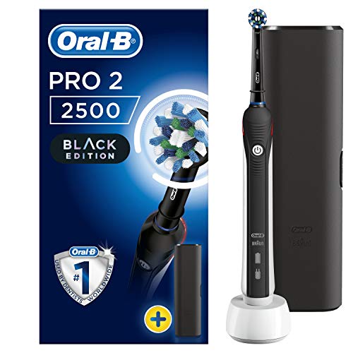 Oral-B Pro 2 2500 Spazzolino Elettrico Ricaricabile, contiene Spazzolino con Sensore di Pressione, Testina e Custodia da Viaggio