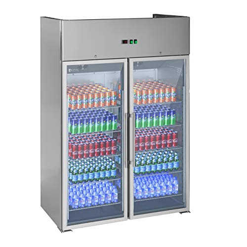 Vetrina Frigo Con Porta Di Vetro Frigorifero Professionale (984 L, 2-8 °C, R134A, 365 W, Acciaio Inox, Doppi Vetri, Argento, Serratura) Royal Catering RCLK-S1400