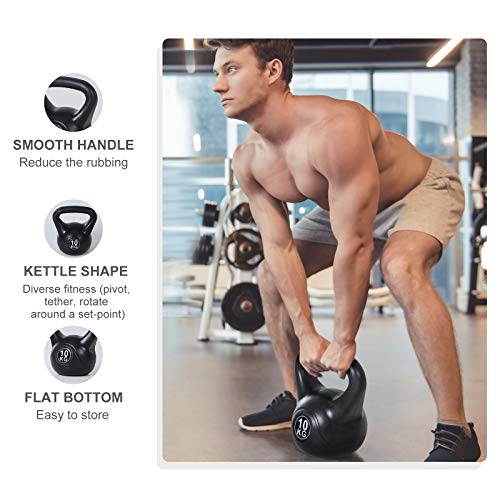 Kettlebell da 10 kg per Sport e Fitness in PVC con Sabbia e Maniglia Liscia Anti-Sfregamento