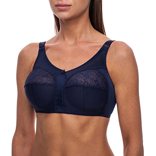 Reggiseno Senza Ferretto Taglie Forti Contenitivo Pizzo Donna Blu 7C - Eccomi OnLine