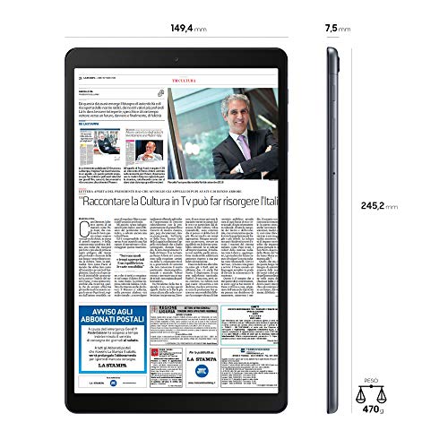 Samsung Galaxy Tab A 10.1, Tablet, Display 10.1" WUXGA, 32 GB Espandibili, RAM 2 GB, Batteria 6150 mAh, Wi-Fi, Android 9, Black - Eccomi OnLine