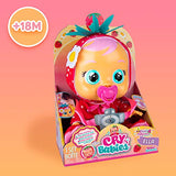 CRY BABIES Ella, fragola, Bambola Interattiva Profumata alla Fragola che Piange Lacrime Vere con Ciuccio