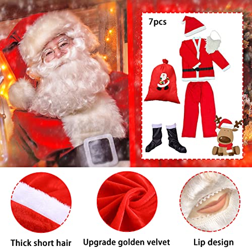 Costume Completo Babbo Natale per Uomo, 7 pezzi Resistente e Comodo da Indossare