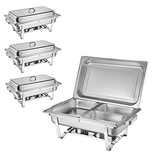 Set Professionale Grenoble, 4 contenitori Termici in Acciaio Inox, 30 Pezzi, Contenitore Termico, rechaud, Chafing Dishes per Buffet, Catering e Party