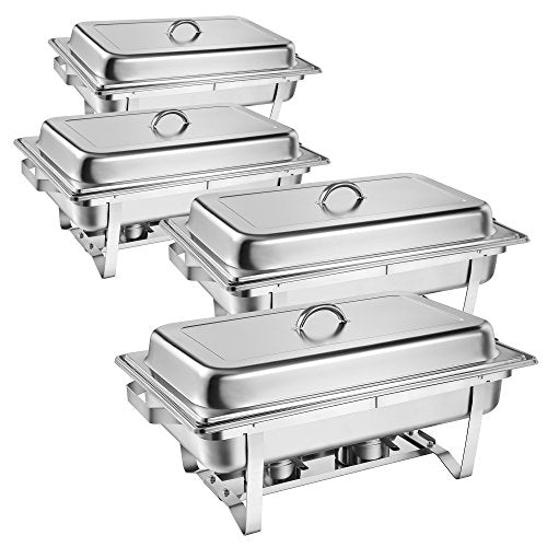 Set Professionale Grenoble, 4 contenitori Termici in Acciaio Inox, 30 Pezzi, Contenitore Termico, rechaud, Chafing Dishes per Buffet, Catering e Party