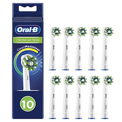 Oral-B CrossAction Testine di Ricambio per Spazzolino Elettrico con Tecnologia CleanMaximiser, Confezione da 10 Pezzi
