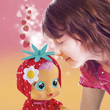 CRY BABIES Ella, fragola, Bambola Interattiva Profumata alla Fragola che Piange Lacrime Vere con Ciuccio