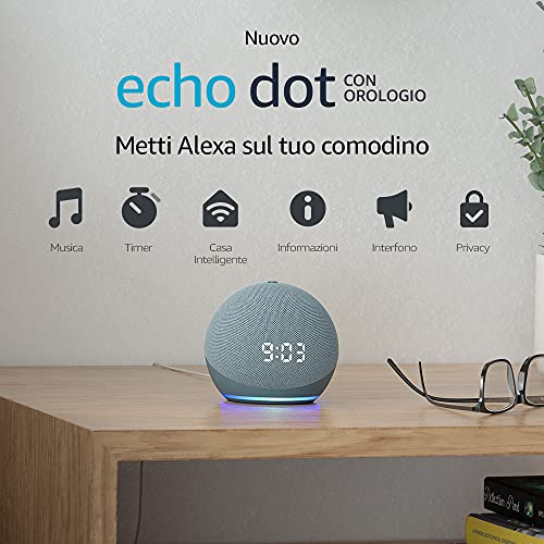 Echo Dot (4ª generazione) - Altoparlante intelligente con orologio e A