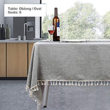 SOLEDI Tovaglia Rettangolare in Cotone e Lino con Frange Ricamo Tridimensionale Resiste all’umidità Adatto per Tavola Quadrata Tavola Rotonda Tavolino Lavabile 140x180cm - Eccomi OnLine