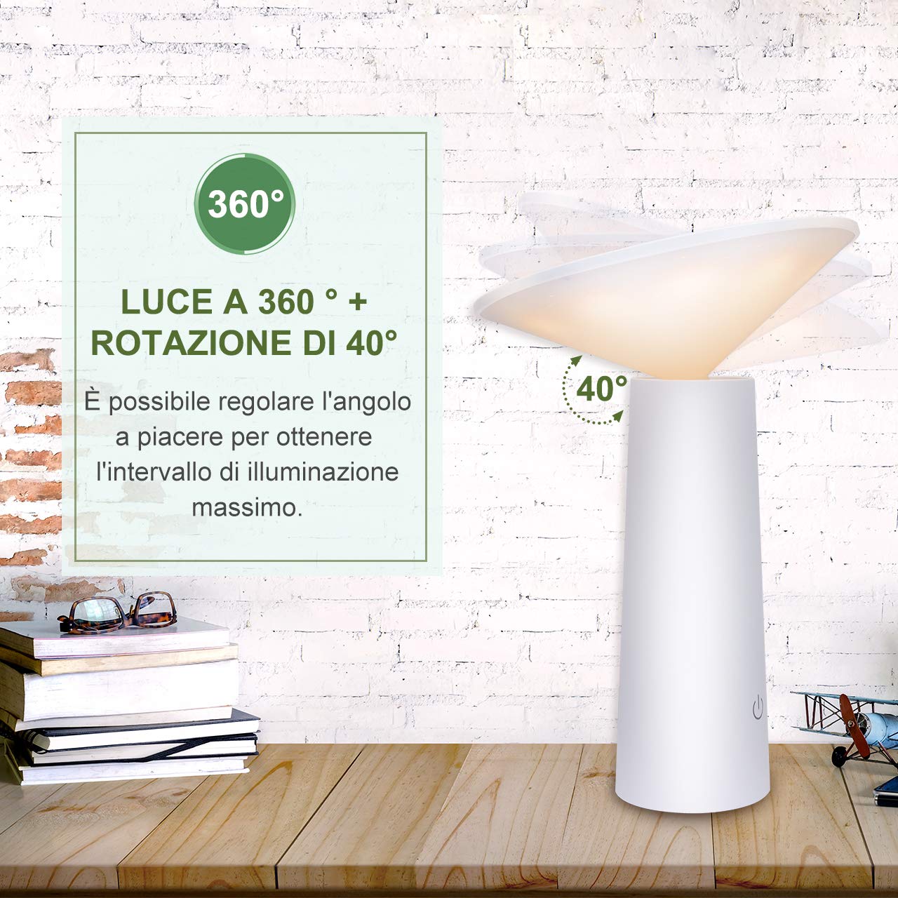 Atsui Lampada Tavolo 36LED USB, Lampada Ricaricabile con 180° Girevole+3 Colore di Luce+Regolazione della luminosità ILLIMITATA per Bambini, Controllo Tattile, Lampada Tavolo con Efficienza Energetica - Eccomi OnLine