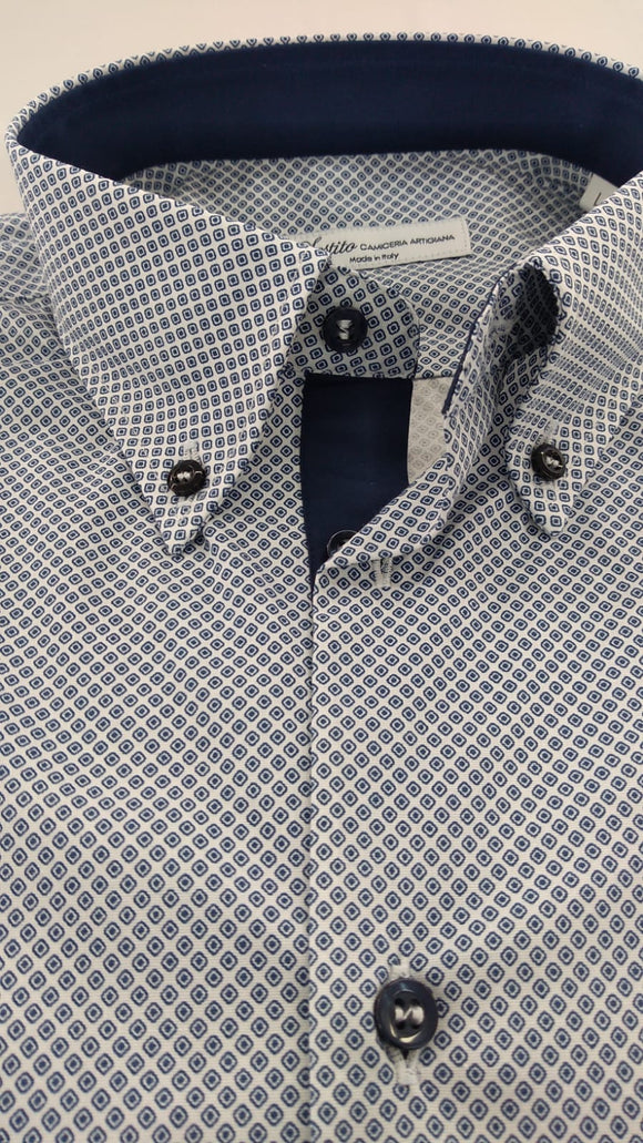 CAMICIA FANTASIA PALLINI IN COTONE ELASTICIZZATO